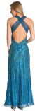 Rouched Sequin Glittered Empire Prom Dress back