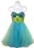 Flowered Waistline Sequin Party Dress in Turquoise/Lime