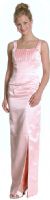 Satin Beaded Full Length Bridesmaid Dress in Peach color