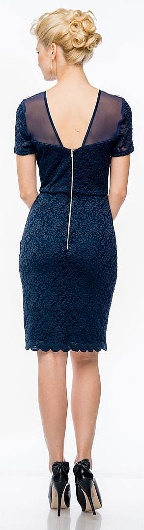 form fitting navy blue dress