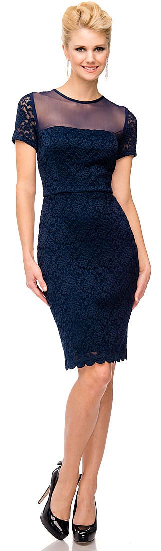 form fitting navy blue dress