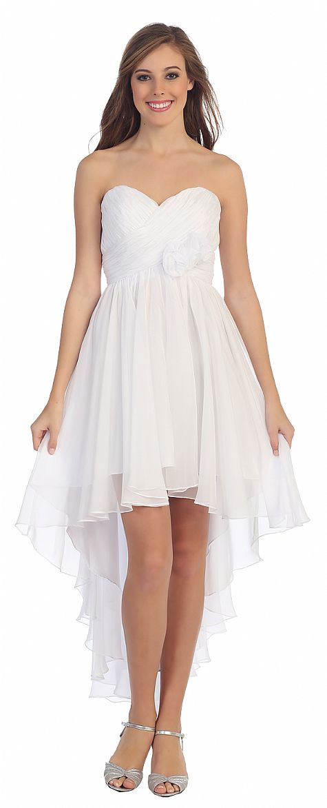 strapless high low gown