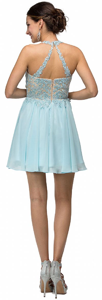 Short A-Line, Beaded Bodice Prom Dress - PromGirl