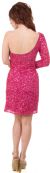 One Sleeve Fully Sequined Short Prom Party Dress  back