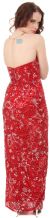 Strapless Sequins & Rhinestones Long Formal Dress with Slit back in Red/Silver