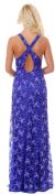 Halter Neck Beaded Mesh Long Formal Prom Dress back in Royal Blue