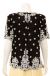 Short Sleeved Scoop Neck Blouse back in Black/White
