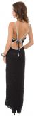 Strappy Back Floral Waist Long Formal Evening Dress  back