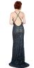 Spaghetti Straps V-Neck Sequins Long Formal Prom Dress back