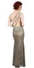 One Shoulder Sparkling Beads & Sequins Long Prom Dress back