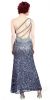 One Shoulder Sparkling Beads & Sequins Long Prom Dress back in Navy/Silver