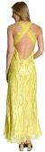 Deep V-Neck Crossed Back Sequined Long Formal Prom Dress back in Lemon color