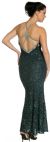 Bejeweled Shimmer Prom Dress with Elegant Back Design in Hunter Green back view