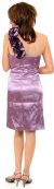 Glossy Short Party Dress With Shoulder Applique   back