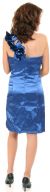 Glossy Short Party Dress With Shoulder Applique   back in Royal Blue