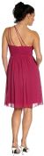Single Shoulder Pleated Short Party with Flower Applique back