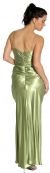 Pleated Bodice Empire Formal Prom Dress lime green back view
