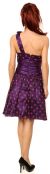 Single Shoulder Polka Dot Party Dress with Flower Applique back