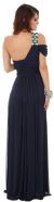 One Shoulder Long Formal Dress with Bejeweled Strap back