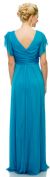 V-Neck Long Formal MOB Dress with Flutter Sleeves back in Dark Turquoise