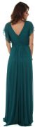 V-Neck Long Formal MOB Dress with Flutter Sleeves back