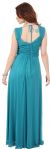 V-Neck Long Formal Dress with Cap Sleeves & Front Slit back in Jade Green