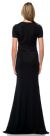 Short Sleeve V-neck Beaded Waist Long Formal Dress back