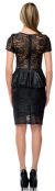 Metallic Lace Peplum Top Fitted Short Cocktail Party Dress back