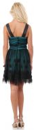 Rosette Pattern Short Formal Party Dress in Mesh back in Black/Teal