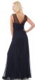 Sheer Neckline Metallic Long Formal Evening Dress back in Navy