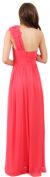 One Shoulder Long Formal Prom Dress with Floral Applique back