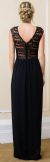 Lace Top Boat Neck Long Evening Gown with Front Slit back