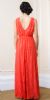Floral Lace V-Neck Gathered Long Formal Evening Dress back