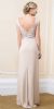 Floral Bodice Bejeweled Waist Long Formal Evening Dress back