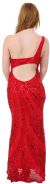 Single Shoulder Stripe Sequined Formal Evening Dress back