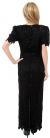 Long Sequin Beaded Leaf Print Cocktail Dress back