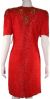 Above the Knee Short Sleeve Sequin Flowered Dress back in Red/Gold