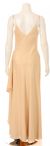 Spaghetti Full Length Dress with Bust Overlay back in Champaign