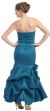 Strapless Shirred Formal Gown with Bottom Applique back in Teal