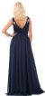 Deep V-Neck Ruched Floor Length Formal Prom Dress back