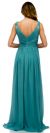 Deep V-Neck Ruched Floor Length Formal Prom Dress back in Navy