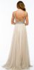 V-Neck Bejeweled Mesh Top Floor Length Formal Prom Dress back in Beige