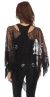 Boat Neck Mesh Beaded Poncho with Fringes back