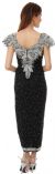 Tea Length Formal Cocktail Beaded Dress with Cap Sleeves back