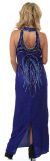 Deep V-Neck Halter Long Beaded Formal Dress with Collar back