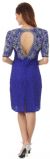 Knee Length V-Neck Formal Cocktail Beaded Dress back