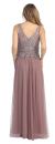 Sleeveless V-Neck Lace Top Long Formal Evening Prom Dress back