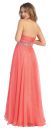 Strapless Floral Beaded Waist Long Formal Prom Dress back