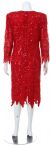 Full Sleeves Knee Length Sequined Formal Dress back in Red