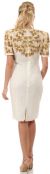 Floral Beaded Bodice Short Sleeves Formal Party Dress back